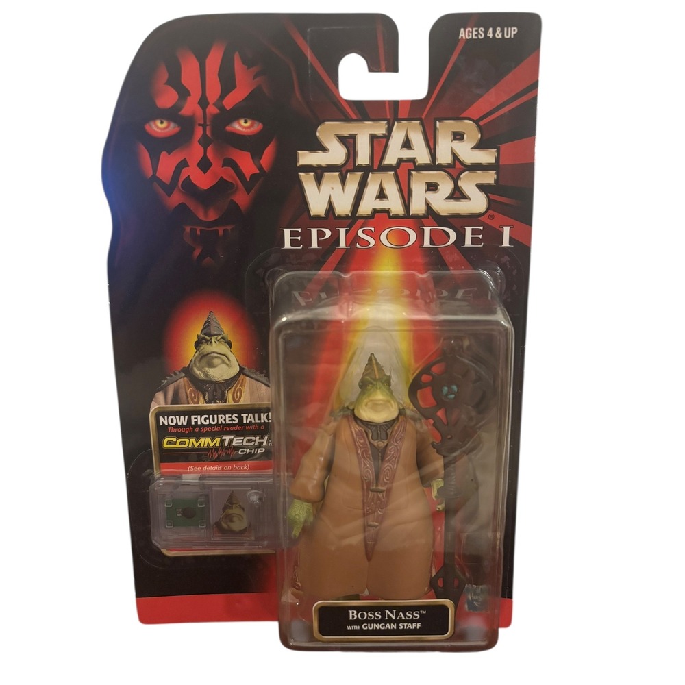 Star Wars Episode I‎ Boss Nass with Gungan Staff Action Figure CommTech Chip New